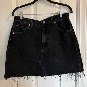 TOPSHOP Distressed Black Denim Skirt